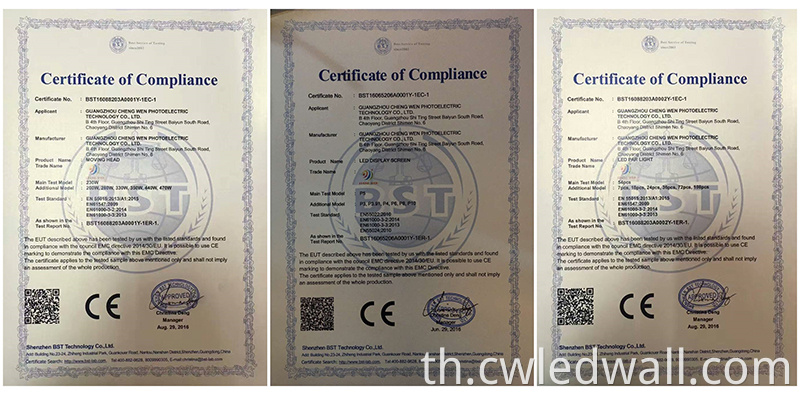 LED wall certificate CE